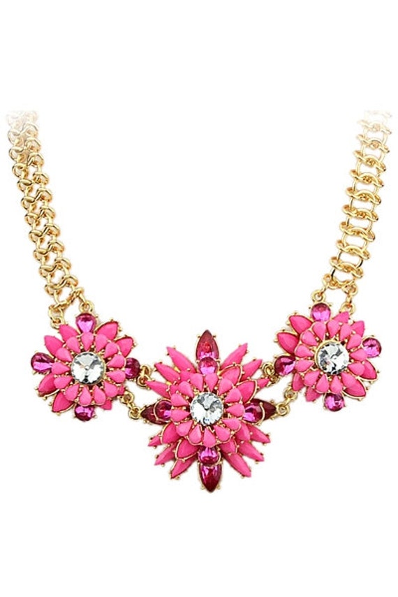 Gemstone Flower Statement Necklace