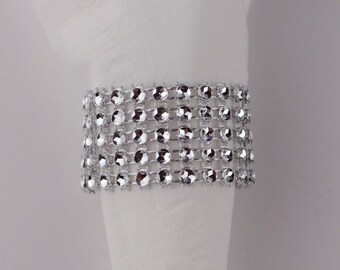 40 Rhinestone Napkin Rings, Wedding Napkin Rings, Bling Napkin Rings, Silver, Gold, Anniversary Decoration, Bling Mesh Ribbon