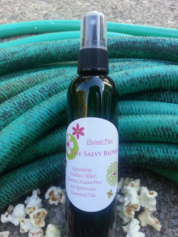Body Spray Organic Sweet Pea Essential Oil by TheSalvyBlossom