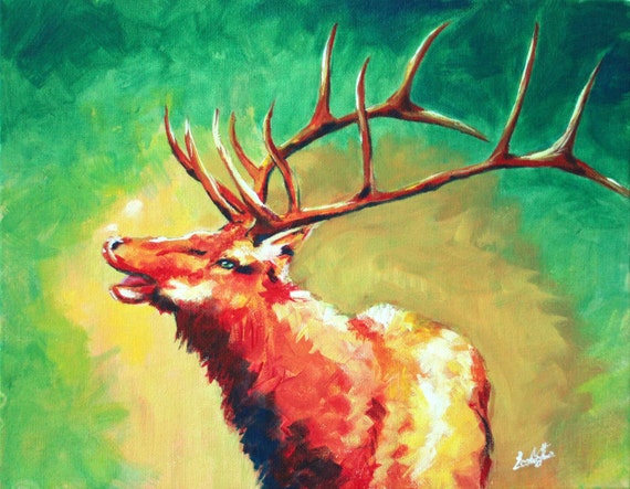 Elk Portrait Acrylic Painting Original Elk Painting Abstract