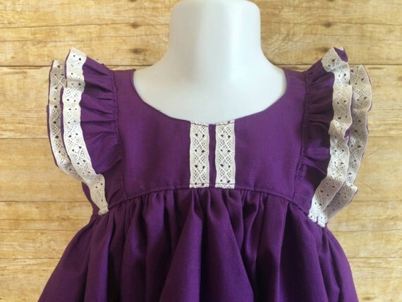 Purple and lace Clara dress flutter sleeve by NaomiBeeBoutique