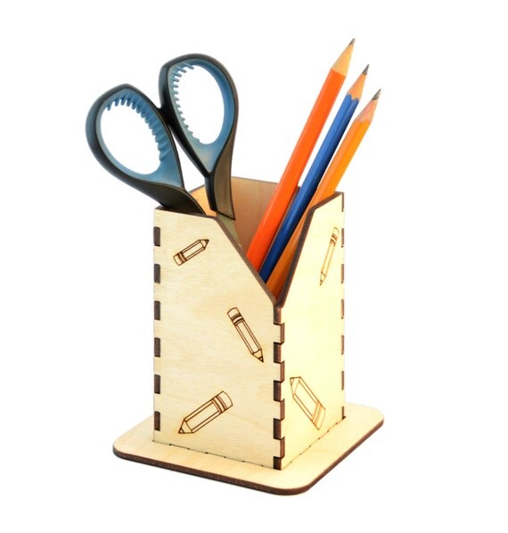 Wooden Pencil Holder / Laser Cut Holder / Office Organizer