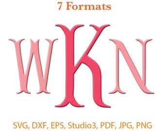 Fishtail Monogram Font SVG ( Studio 3 / dfx / eps / png / jpg / pdf) Silhouette Studio,Cricut Files,SVG files for cricut,Silhouete Cameo
