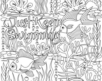 Printable 'Think Happy Thoughts' coloring page by RicLDPArtworks