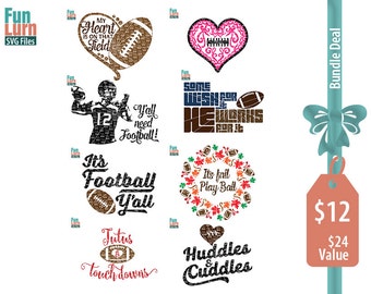 Football SVG Bundle 2, my heart is on that field, tutus and touchdowns, huddles and cuddles, its fall play ball SVG, DXF, Png Cut Files