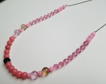 Pink Acrylic Beaded Necklace
