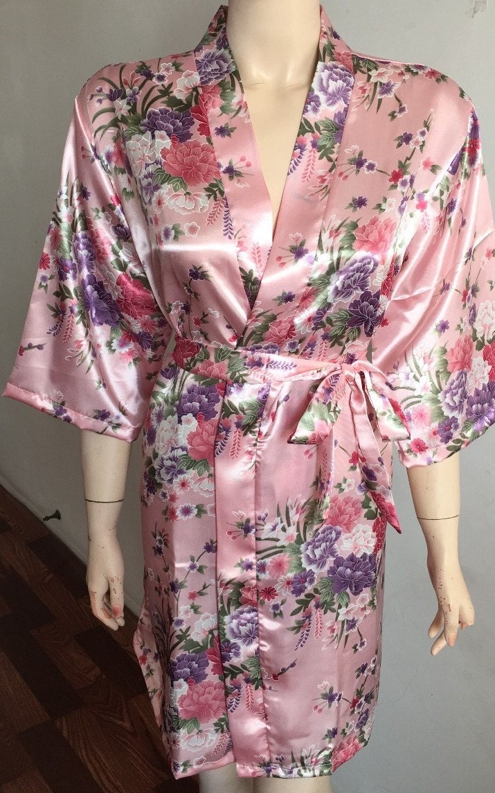HIGH QUALITY floral Silk Satin Spa Robe for Bride and