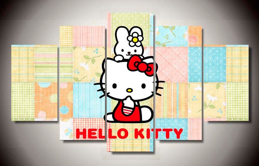  Hello Kitty Art Print Wall Decor Multi Panel CanvasCartoon