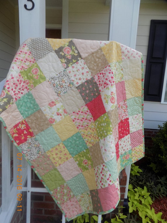 Baby girl crib quilt nursery bedding patchwork by TinRoofQuilters