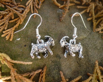 Tibetan Silver Goat Earrings, Goat Jewellery, Goat Gift, Farm Animal Gift
