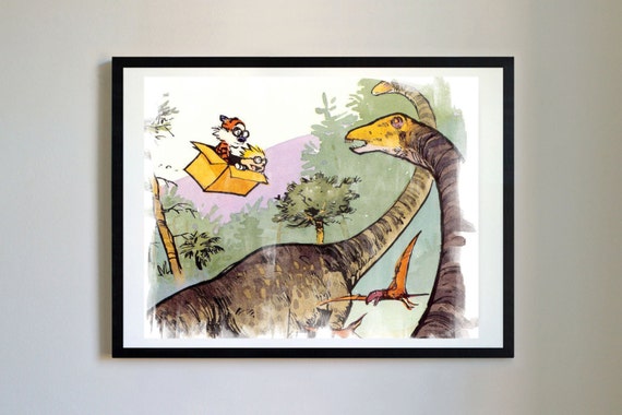 Calvin and Hobbes 29 Dinosaurs Nursery Art Print Decor