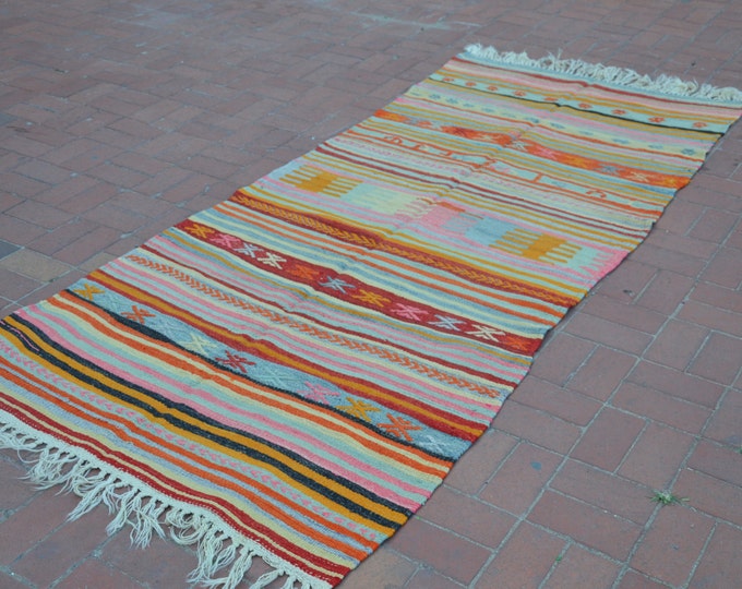 Pastel kilim rug, Anatolian rug, Boho vintage, Boho rug, Kilim rug, Tapis kilim, Turkish rug, Vintage turkish rug, Boho decor, Floor rug
