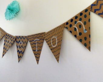 Brittany Garland brown flags, white, blue