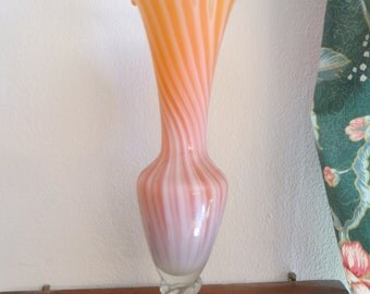 2 Vintage Swirl Bud Art Glass Vase Two
