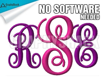 Embroidery Fonts Monogram Interlocking Vine For Boys And Girls NO SOFTWARE NEEDED Embroidery Design Intertwined Script Design