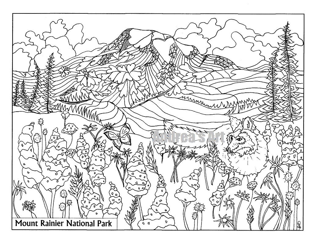 Mount Rainier National Park coloring page animals, nature, advanced ...