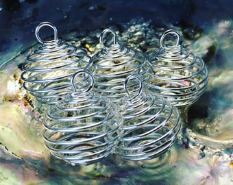 5 Crystal Cage Pendants - Set of 5 - Silver Cages - Carry your favorite crystals with you! Holds Healing Crystals & Stones