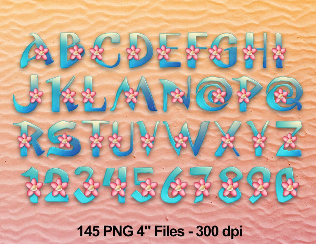 moana alphabet clipart 145 png files 300 dpi by partypackpaper