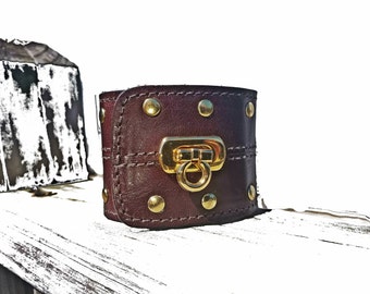 Cranberry Leather Cuff