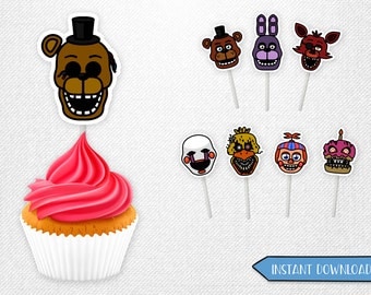 Five Nights at Freddy's cupcake toppers, Five Nights at Freddy's cupcake, Five Nights at Freddy's centerpieces!