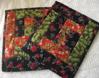 2 Handmade Quilted xmas doilies