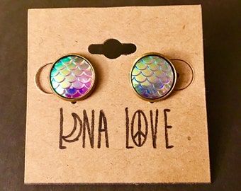 Mermaid Earrings- Purple/White