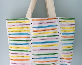 Rainbow Stripe Shopping Tote Bag