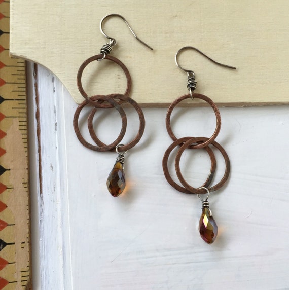 copper links with topaz crystal by annemorejewelry on Etsy