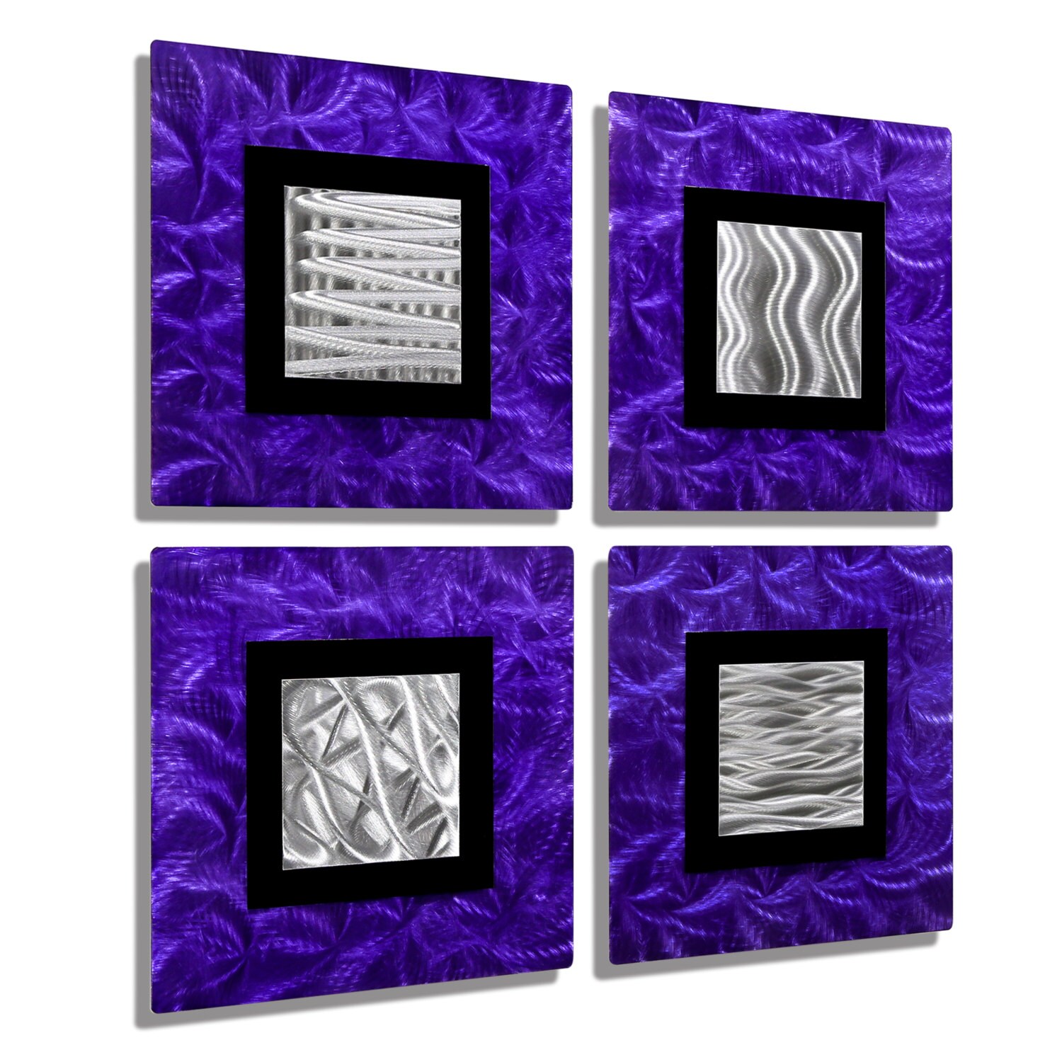 Purple Silver & Black Modern Metal Wall Sculpture