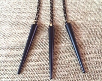 Matte Black Spike Necklace On Black Gold Chain