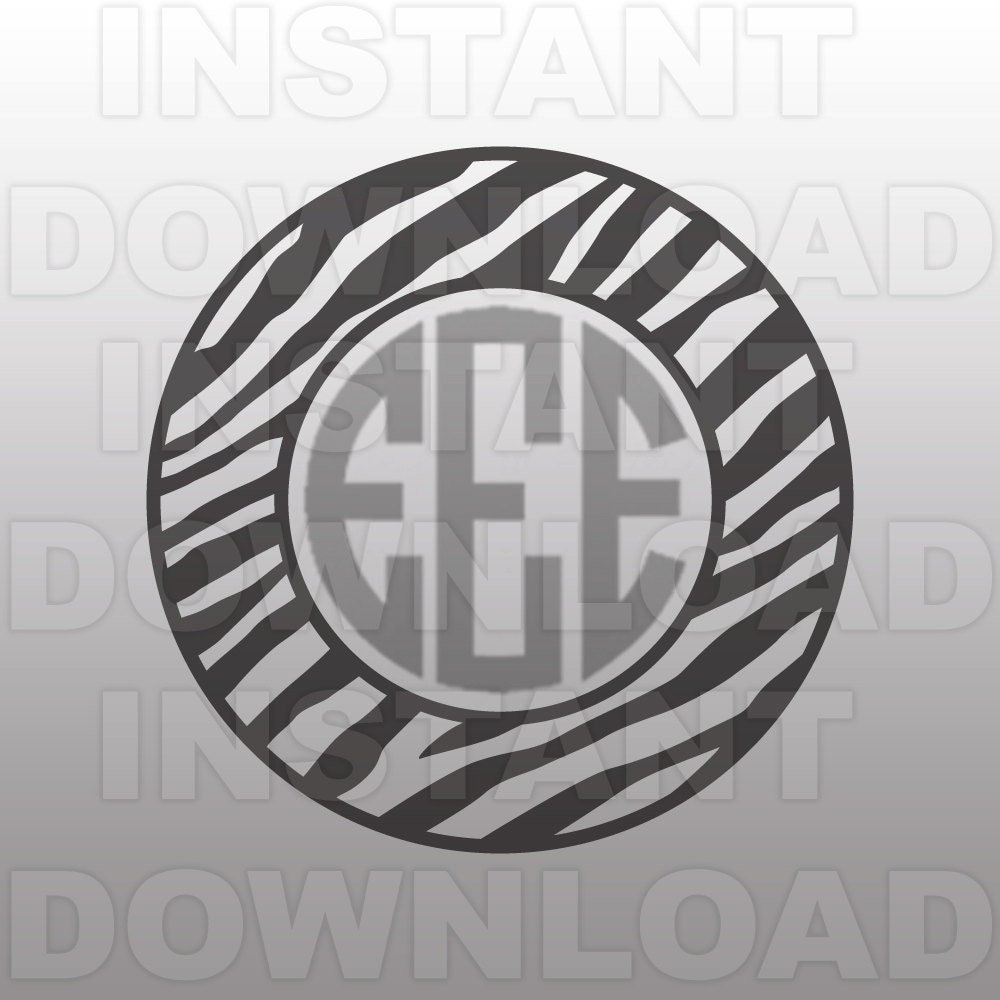 Download Zebra Stripes Circle Monogram Frame SVG File, cricut svg ...