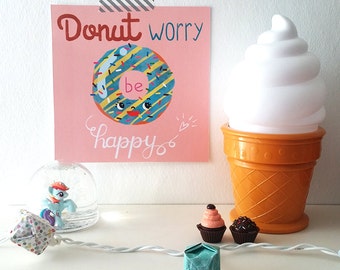 PDF Affiche - Donut worry - pun - print - children print