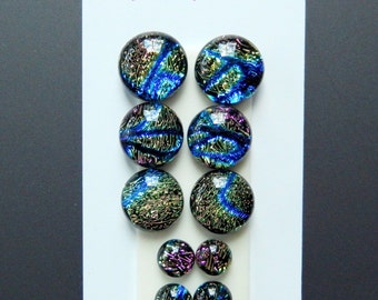 Dichroic Glass Cabs - Lot of Five Matching Pairs - Lot number 33 - Crinklized Dichro