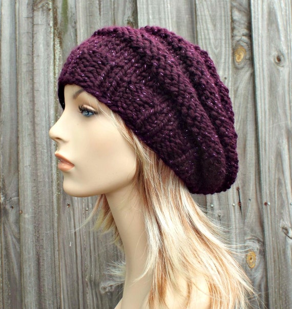 Knit Hat Womens Hat Original Beehive Beret Hat in by pixiebell