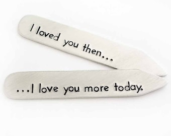 Collar Stays, Personalized Set of Collar Stays, Gift for Him, Handstamped Shirt Collar Stay, Aluminum Collar Stays