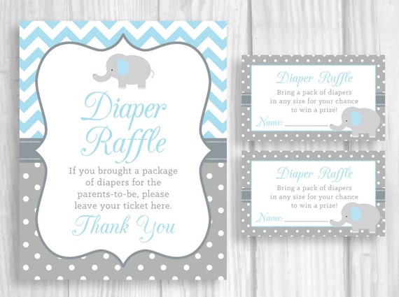 Printable 8x10 Elephant Boy's Baby Shower Diaper Raffle Printable 8x10 Elephant Boy's Baby Shower Diaper Raffle