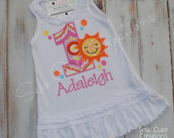 You are My sunshine Birthday Dress, Sun Birthday dress, Sunshine Birthday dress, Sun Dress, Sunshine birthday outfit, sew cute creations