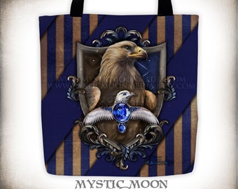 Ravenclaw Tote Bag / Harry Potter / Hogwarts House / Ravenclaw Crest / Ravenclaw Patch / Slytherin / Gryffindor / Hufflepuff / Ravenclaw