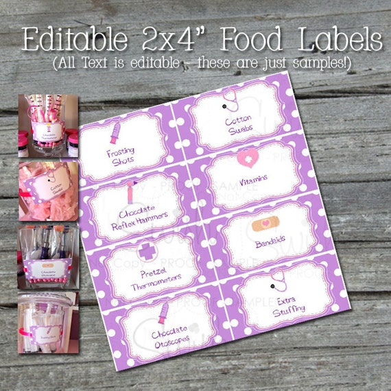 Doc Food Tents Digital Download Dessert Table Party decoration