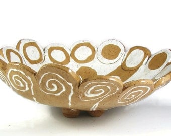 Large Pottery Bowl - Handmade Clay Bowl- Ceramic Bowl - Wheel Thrown Stoneware Centerpiece - Ready to Ship