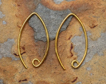 Bali Vermeil Marquise Earwires 24mm x 14mm Low Shipping