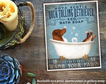 Nova Scotia Duck Tolling Retriever dog bath soap Company vintage style artwork by Stephen Fowler Giclee Signed Print