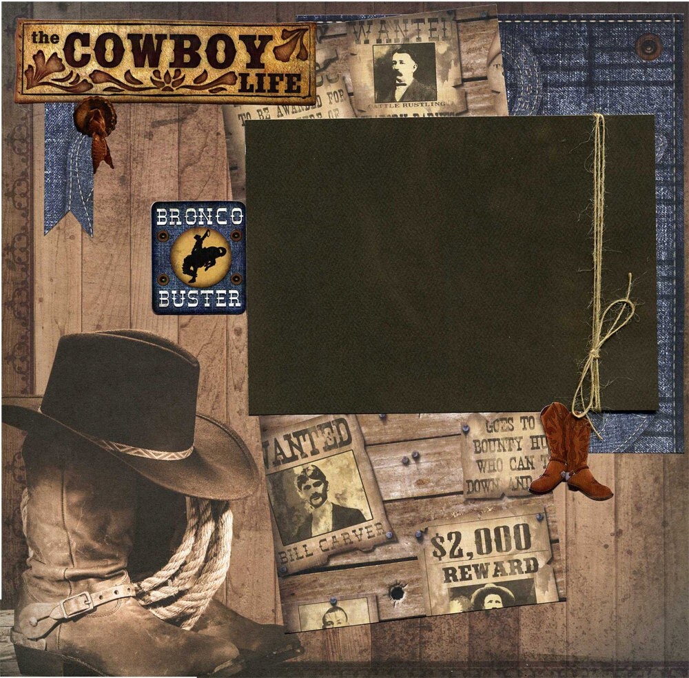 The Cowboy Life 12x12 Premade Western Scrapbook Page