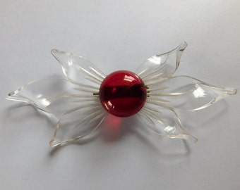 Vintage Lucite Bow Brooch HUGE Unique Jewelry