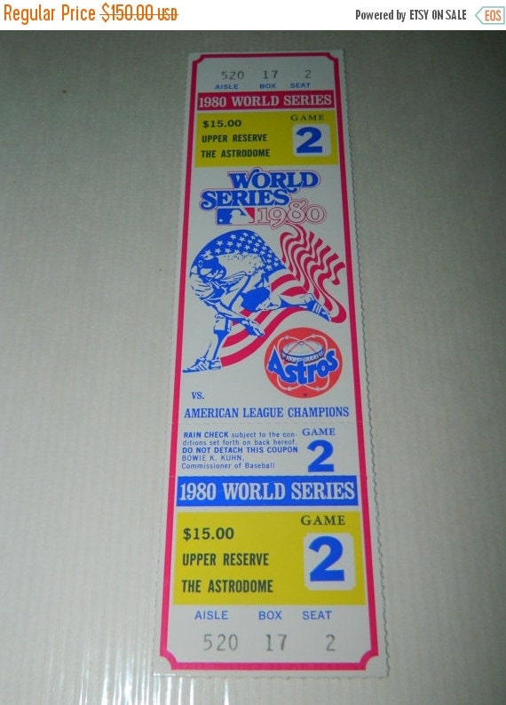 1980 World Series Ticket Stub Game 2, Astros vs. American 1980 World Series Ticket Stub Game 2, Astros vs. American