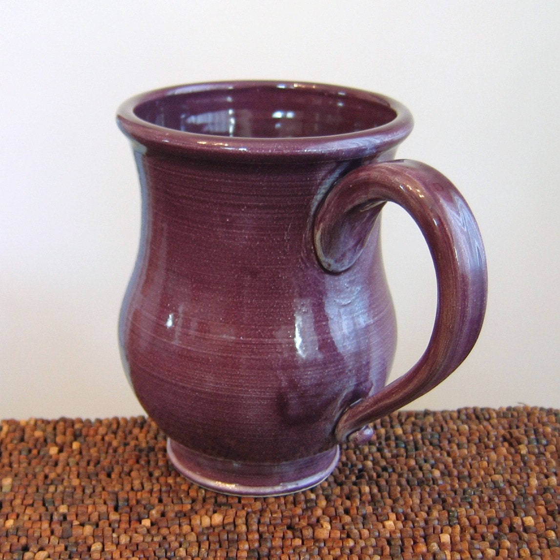 Purple Pottery Mug 14 oz. Large Stoneware Ceramic Coffee Mug
