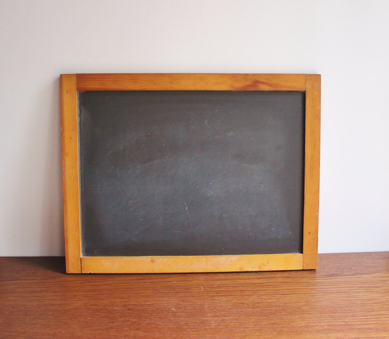 Large vintage slate schoolhouse chalkboard with wooden frame