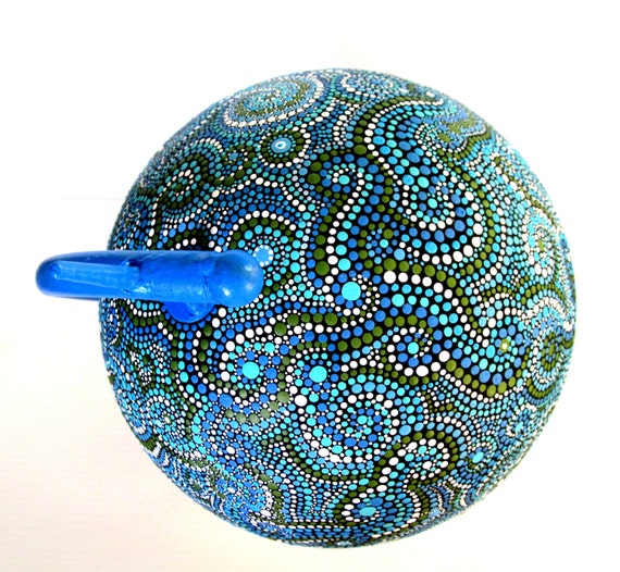 Hand Painted Metal Globe Dot Painting blue planet Earth