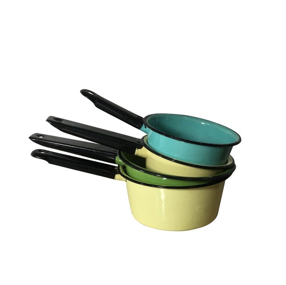 1930s Enamel Cooking Pans Vintage Camping Set of by BarnOwlGoods