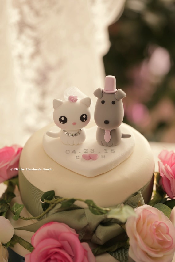 cat and dog Wedding Cake Topper